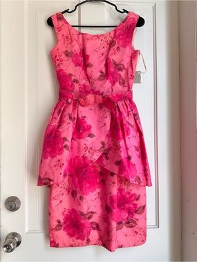 Vintage 60s Peplum pink dress